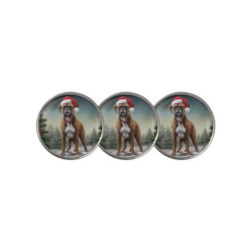 Boxer Dog in Snow Christmas  Golf Ball Marker