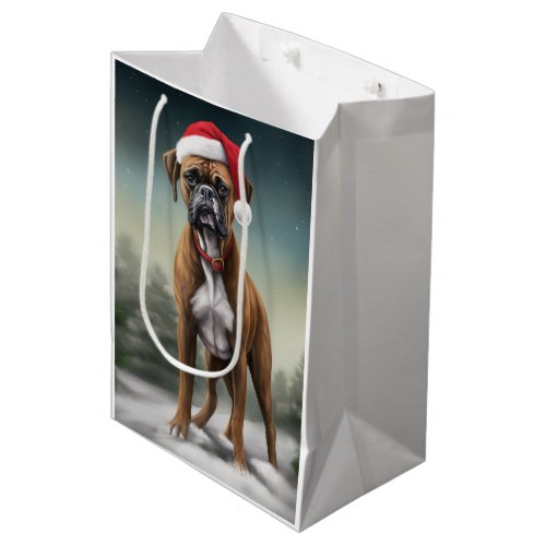 Boxer Dog in Snow Christmas  Medium Gift Bag