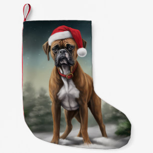 Boxer Dog in Snow Christmas Small Christmas Stocking
