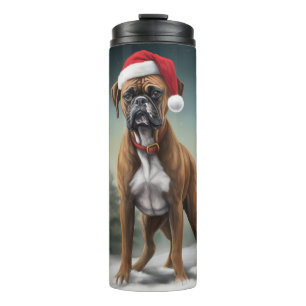 Boxer Dog in Snow Christmas Thermal Tumbler
