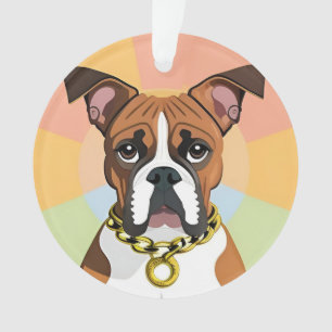 Boxer Dog in Vibrant Circular Frame Ornament