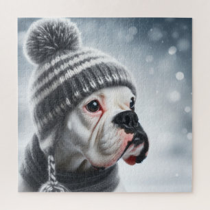 Boxer Dog in Winter Jigsaw Puzzle