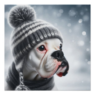 Boxer Dog in Winter Poster