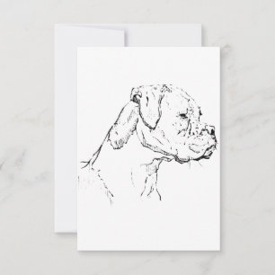 Boxer Dog Ink Art – Minimalist Dog Line Drawing Thank You Card