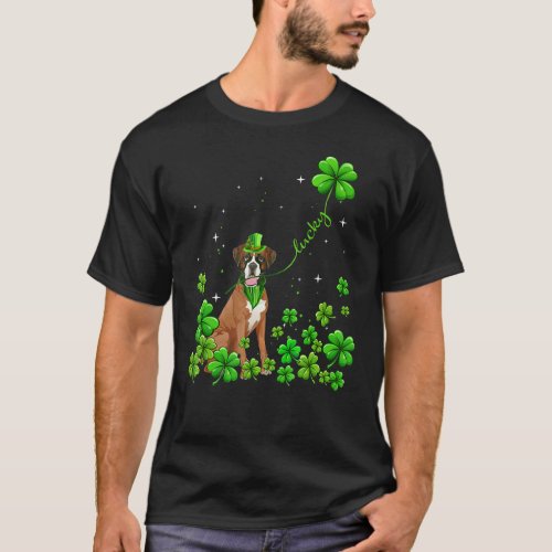 Boxer Dog Irish Green Shamrock C St Patricks T_Shirt