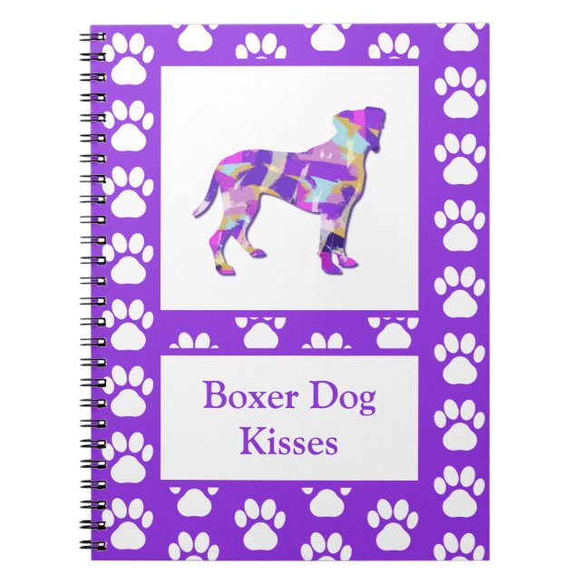 Boxer Dog Kisses Silhouette Cute PPY&B Notebook (Front)