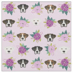 Boxer Dog lavender florals Fabric