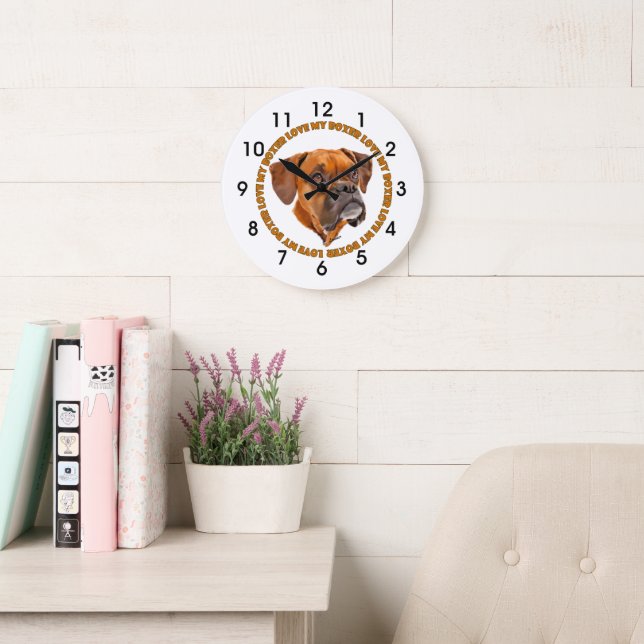 Boxer Dog Love My Boxer Large Clock (Reading Room)