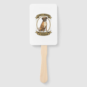 Boxer Dog Lover Shirt Vintage Engraving Funny Pet Hand Fan
