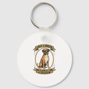 Boxer Dog Lover Shirt Vintage Engraving Funny Pet Keychain