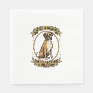 Boxer Dog Lover Shirt Vintage Engraving Funny Pet  Napkins