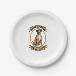 Boxer Dog Lover Shirt Vintage Engraving Funny Pet Paper Plates