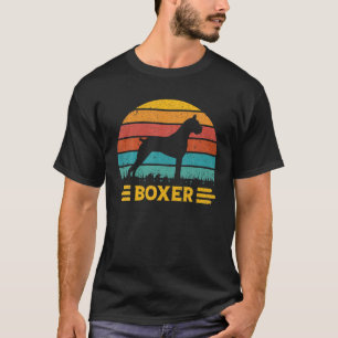 Boxer Dog Lovers Vintage Sunset For Dad Mom Kids T-Shirt