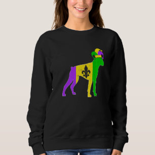Boxer Dog Mardi Gras Carnivals Funny Puppy Jester Sweatshirt