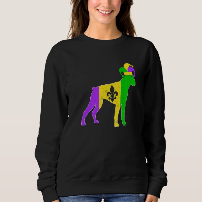 Boxer Dog Mardi Gras Carnivals Funny Puppy Jester  Sweatshirt (Front)