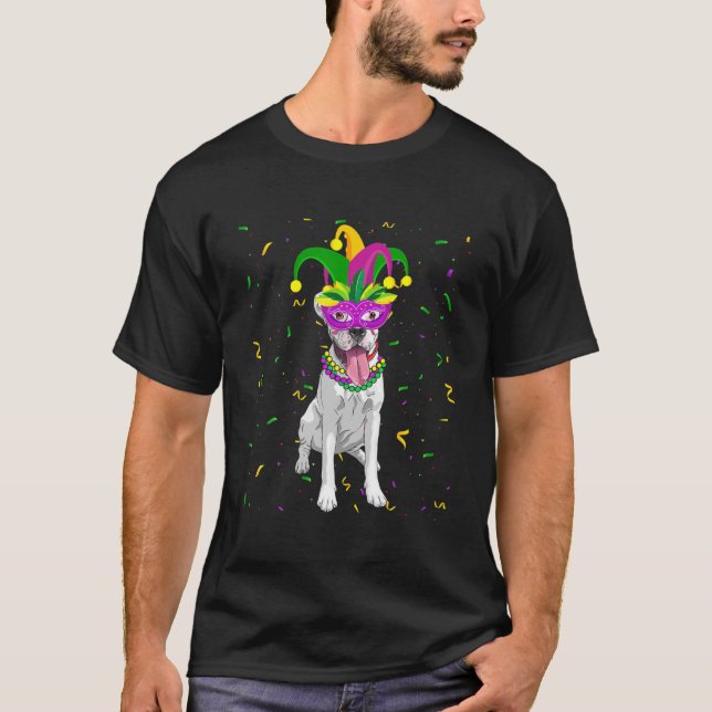 Boxer Dog Mardi Gras Costume Men Women Kids T-Shirt (Front)