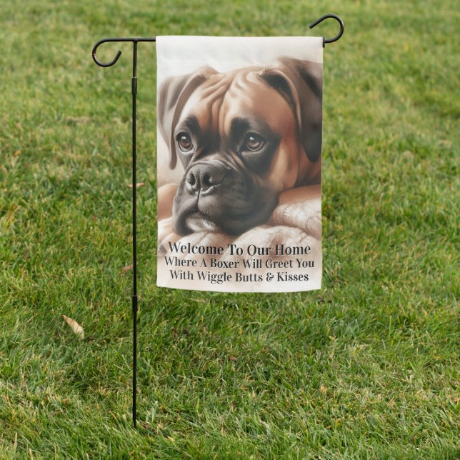 Boxer Dog: Master of Chill & Expert Snuggler Garden Flag (In SItu)
