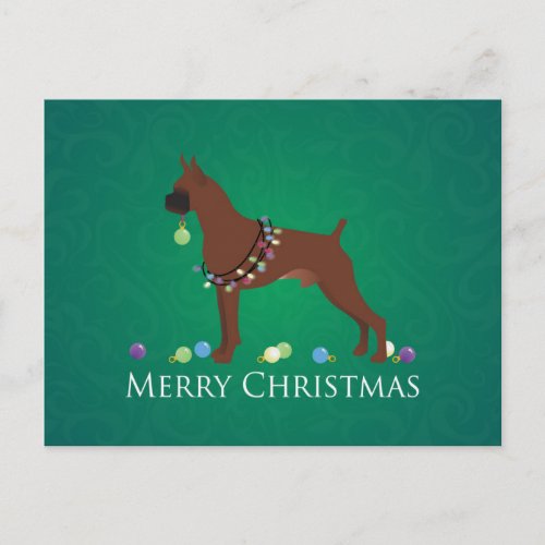 Boxer Dog Merry Christmas Design Holiday Postcard