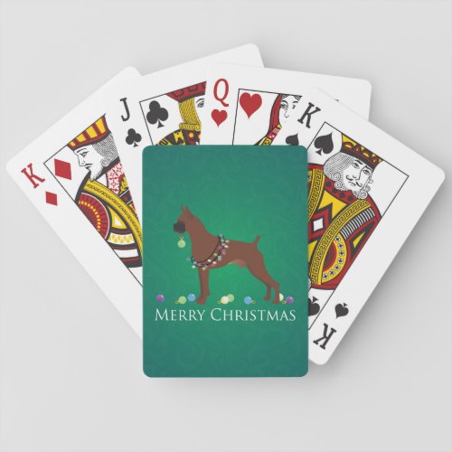 Boxer Dog Merry Christmas Design Poker Cards