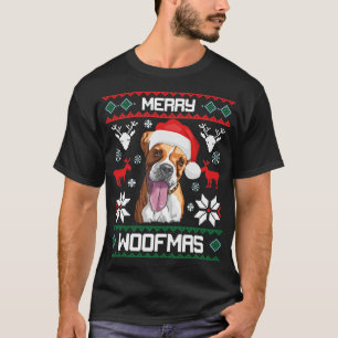 Boxer Dog Merry Woofmas Christmas Gift T-Shirt