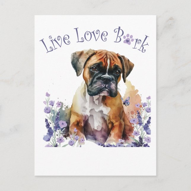 Boxer Dog Mom Floral Postcard (Front)