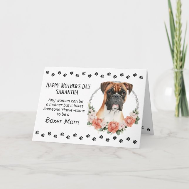 Boxer Dog Mom Florals Mother's Day Verse Holiday Card (Front)