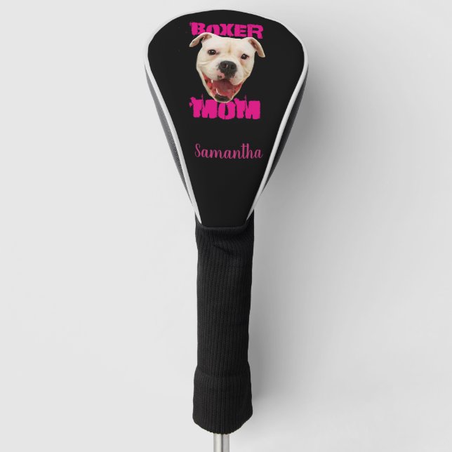 Boxer dog mom golf head cover (Front)