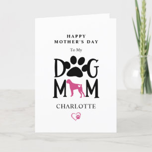 Boxer Dog Mom Monogram Name Mother's Day Holiday Card