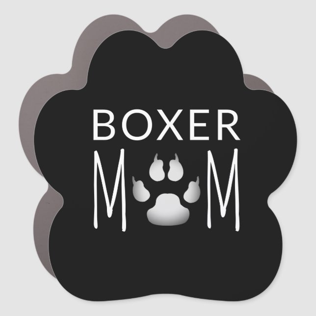 Boxer Dog Mom Paw Print Car Magnet (Front)