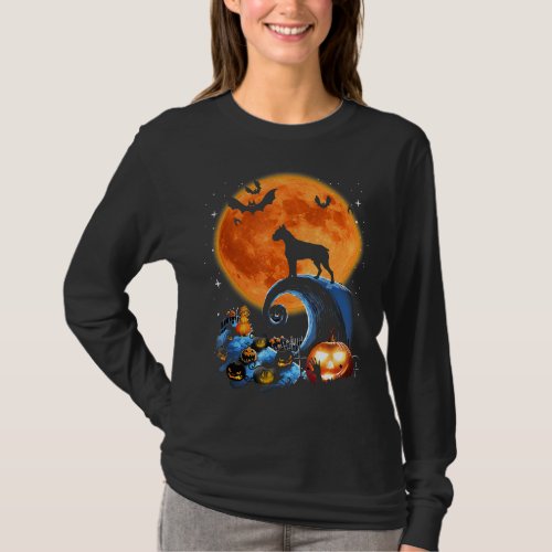 boxer dog moon pumpkin halloween costume gift T_Shirt