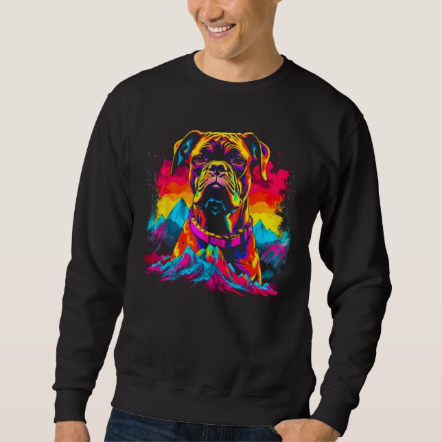 Boxer Dog Mountain Design Sweatshirt (Front)