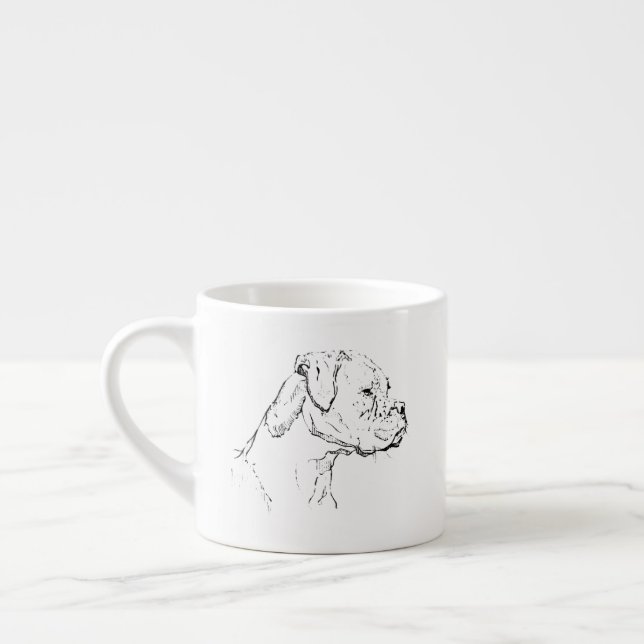Boxer Dog Mug – Hand Drawn Ink Dog Coffee Mug (Left)
