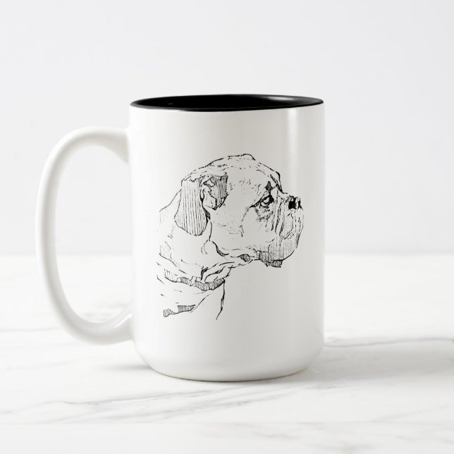 Boxer Dog Mug – Hand Drawn Ink Dog Coffee Mug (Left)