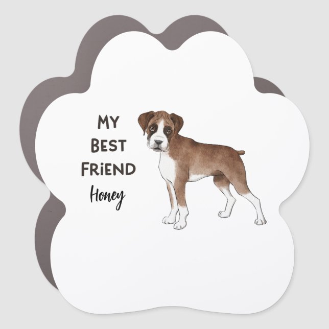 Boxer Dog My Best Friend Custom Pet Name Car Magnet (Front)