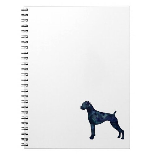Boxer Dog Natural Ears Black Watercolor Silhouette Notebook