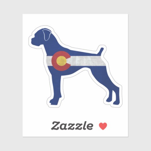 Boxer Dog Natural Ears Colorado Flag Silhouette Sticker