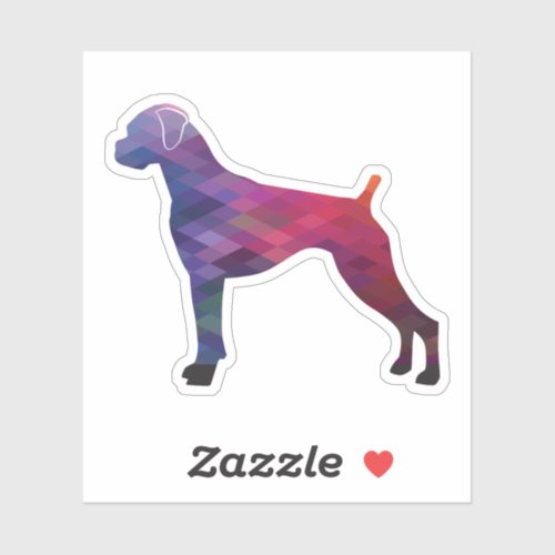 Boxer Dog Natural Ears Geo Silhouette Purple Sticker