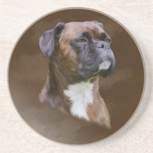 Boxer Dog Oil Painting Art Portrait Drink Coaster