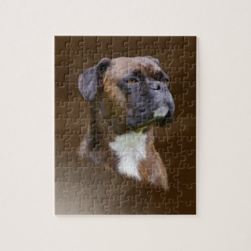 Boxer Dog Oil Painting Art Portrait Jigsaw Puzzle