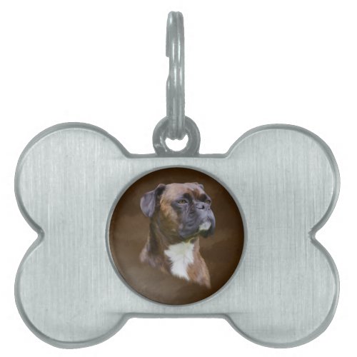 Boxer Dog Oil Painting Art Portrait Pet Tag