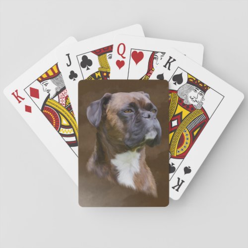 Boxer Dog Oil Painting Art Portrait Poker Cards