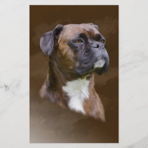 Boxer Dog Oil Painting Art Portrait Stationery