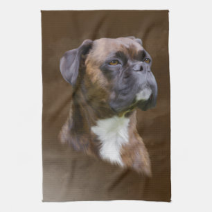 Boxer Dog Oil Painting Art Portrait Towel