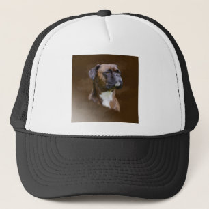 Boxer Dog Oil Painting Art Portrait Trucker Hat