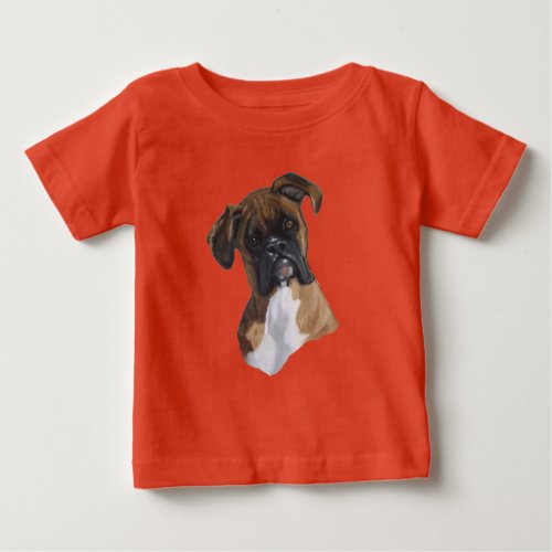 Boxer Dog Oil Pastel Freehand Art Illustration Baby T_Shirt