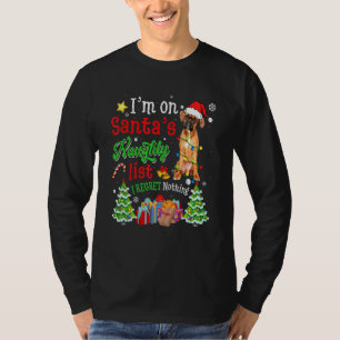 Boxer Dog On Santa's Naughty List Xmas T-Shirt