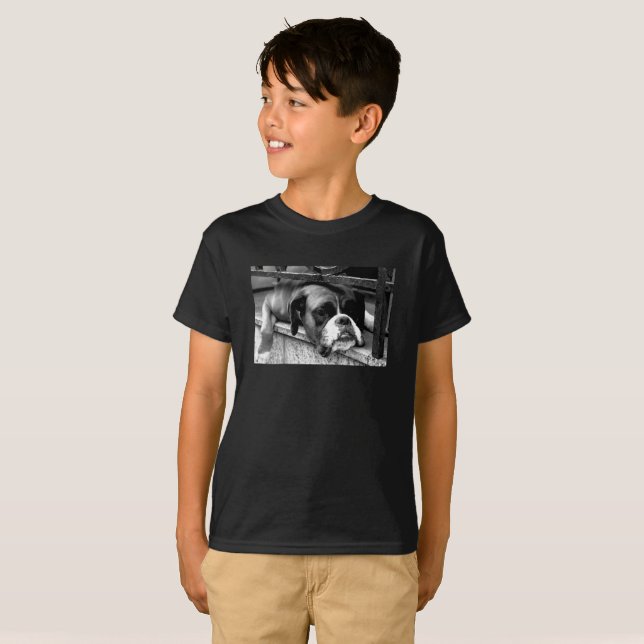Boxer Dog On Windowsill bccnm T-Shirt (Front Full)