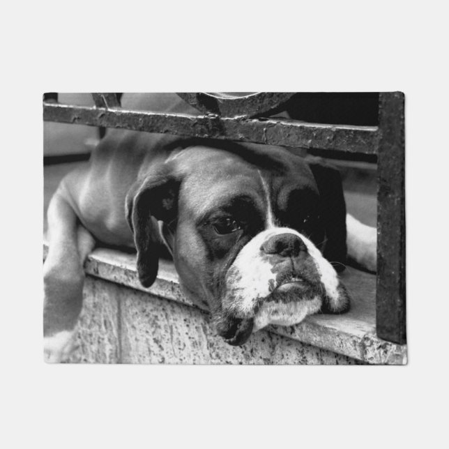 Boxer Dog On Windowsill dmcna Doormat (Front)