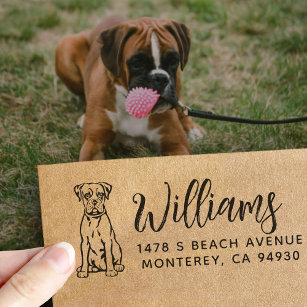 Boxer Dog Owner Return Address Dog Owner Self-inking Stamp