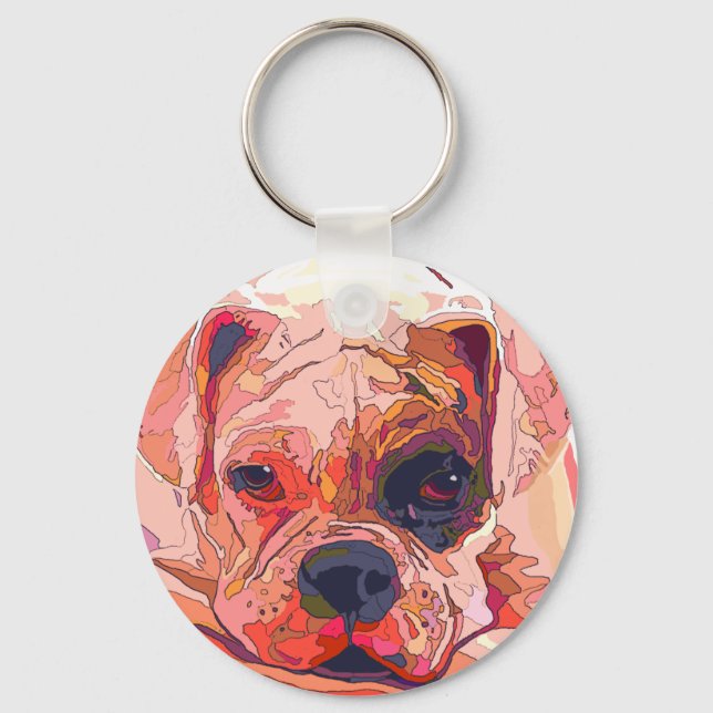 Boxer Dog Painting in Dazzling Colors Keychain (Front)